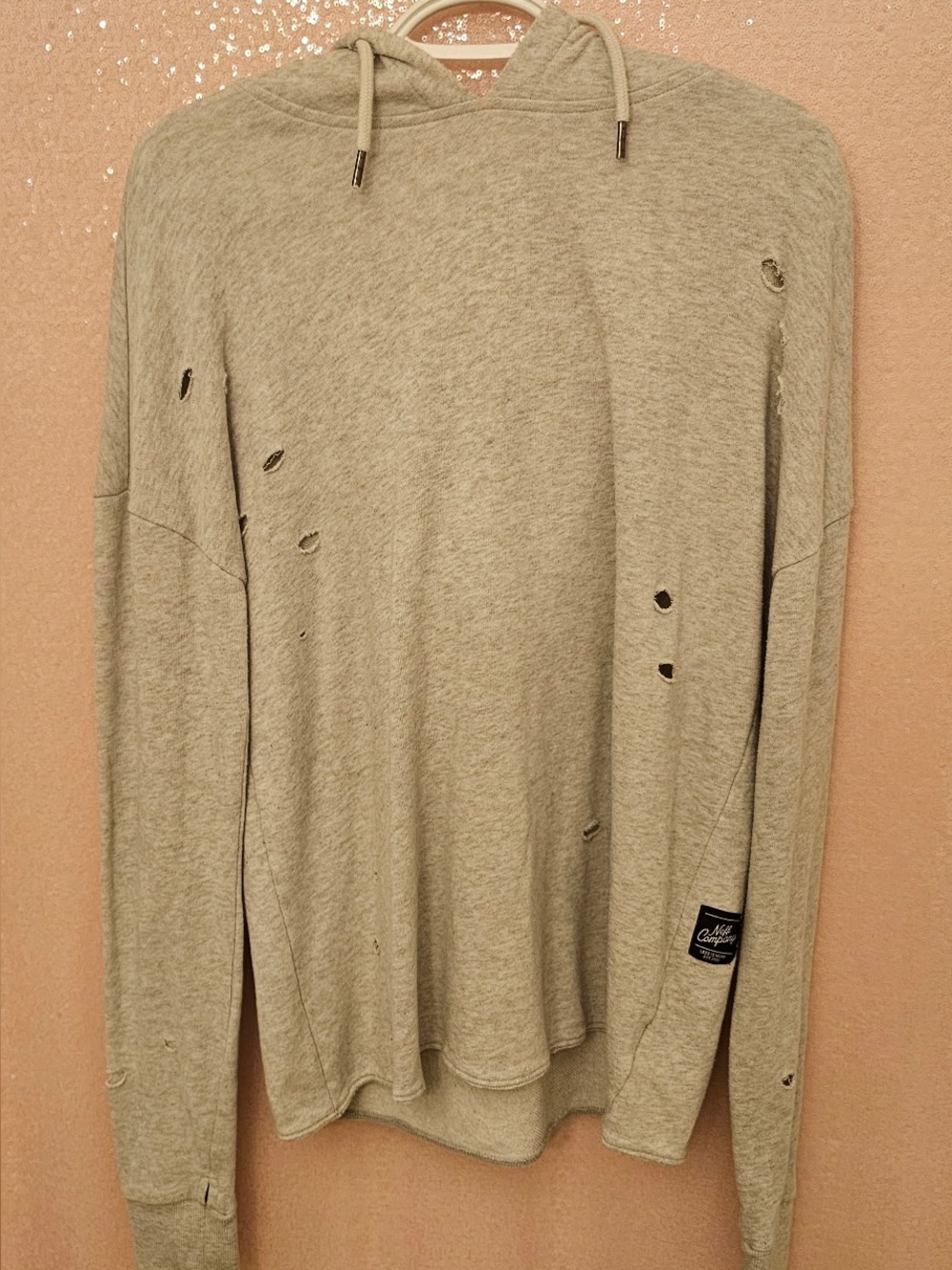 Neff Distressed Hoodie Shirt - Light Gray Beige
